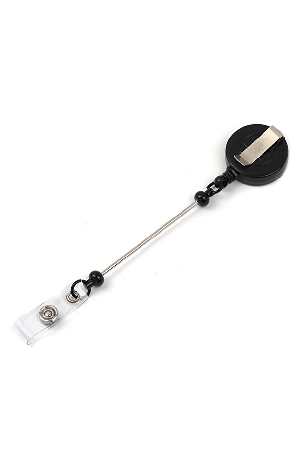 Black 1-3 Pcs Beadable Badge Reels with Bar Retractable Beaded Holder Clips for Beads ID Name Badge