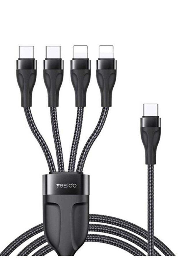 CA110 4 in 1 Charging Data Cable | Type-C to 2 TC + 2 IP Mobile Phone Charging Cable