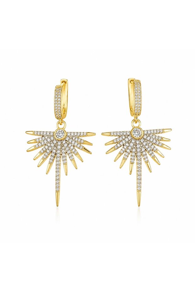 Zircon Stone Sunlight Dangle Hoop Earrings