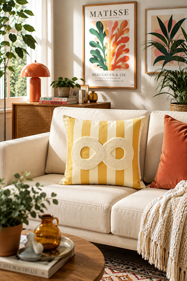 Punch Embroidered Throw Pillow Cover - 43*43 cm - - Pnk001