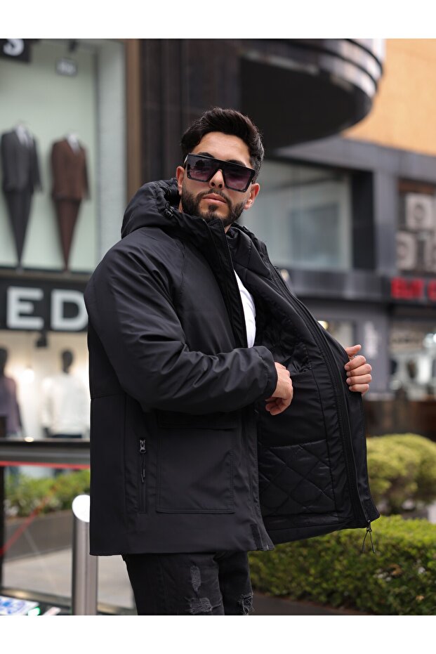 Men's Quilted Coat Rain and Cold Resistant Jacket