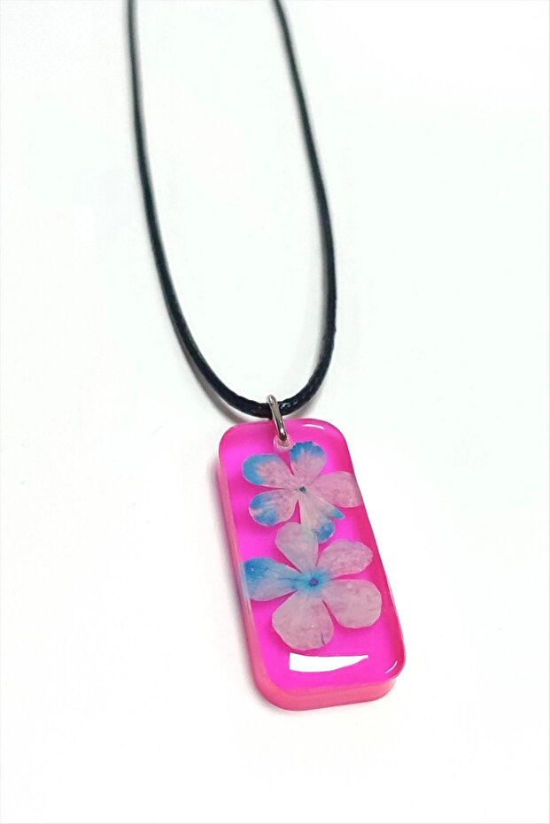 Snowball Flower Rectangular Epoxy Pendant