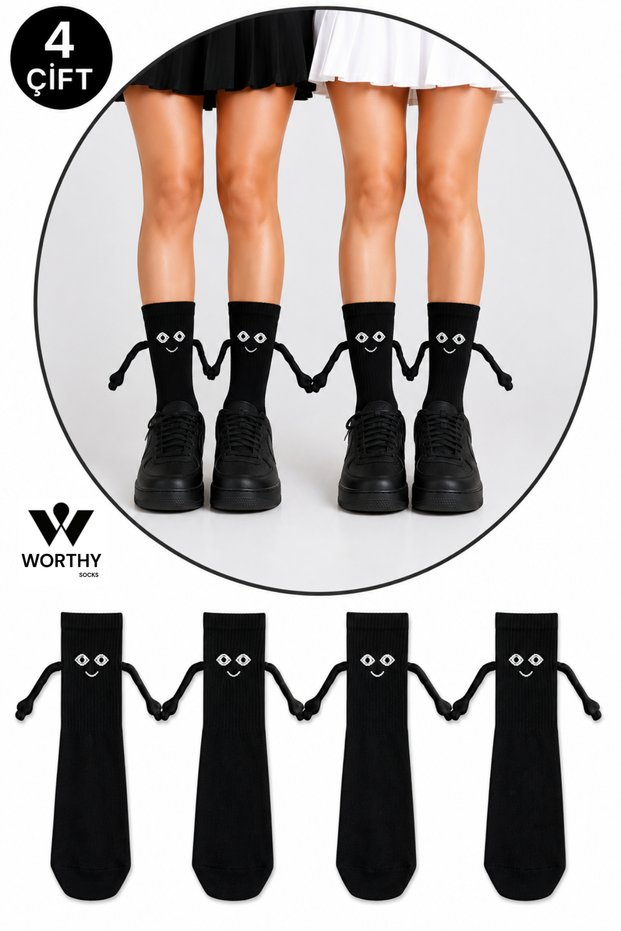 4 Pairs of Magnetic Hand Holding Socks Dating Sports Socks