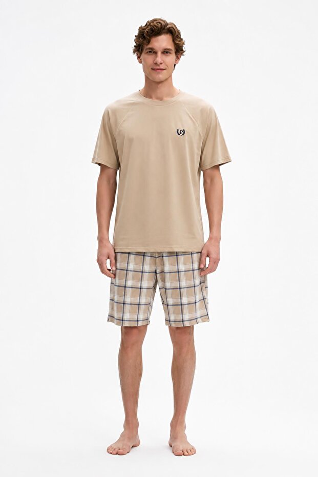 Men's Cotton Comfortable Fit Short Sleeve Shorts Pajama Set