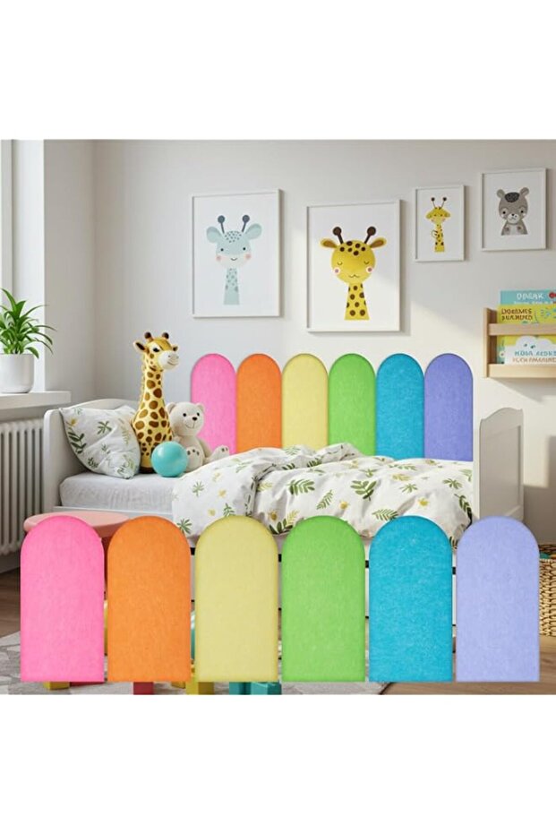 Tazweeq Felt Wall Padding, 6pcs Peel and Stick Self-Adhesive Protective Wall Panel, Headboard Upholstered for Playroom Nursery