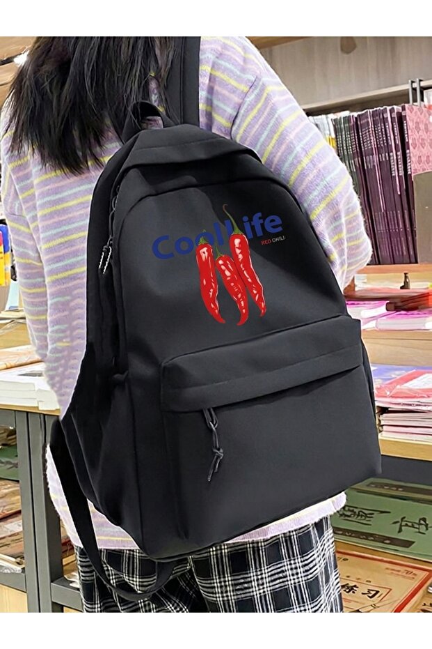 Waterproof Printed Black Color School Laptop Backpack