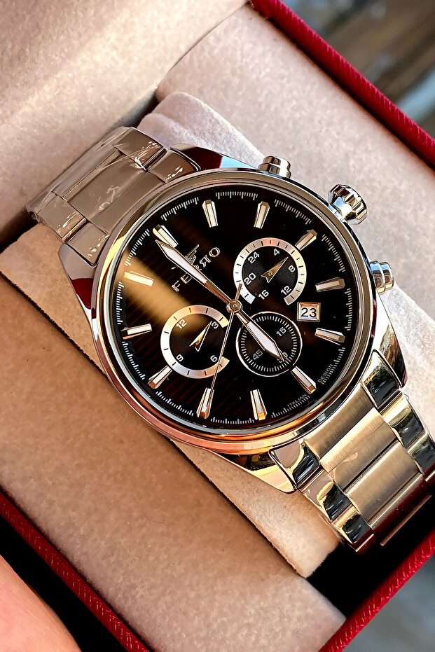 Men's wristwatch steel band 2 years warranty waterproof boxed
