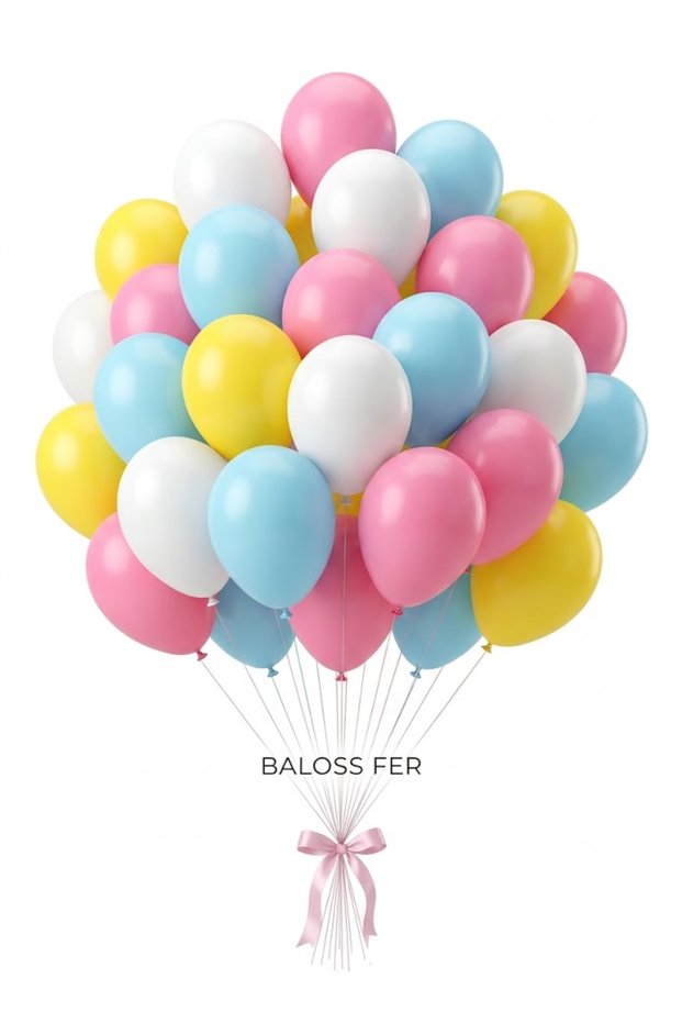 Princess Concept 30-Piece Pink White Blue Yellow Balloon Set Girl's Birthday Baby Shower Party Decoration