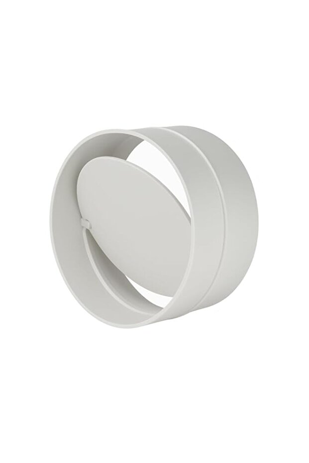 MKK Connector with Backflow Flap, Check Valve, Connector, Ventilation Pipe, Round Duct, Ventilation System, Pipe Connector, Diameter 100 mm, White
