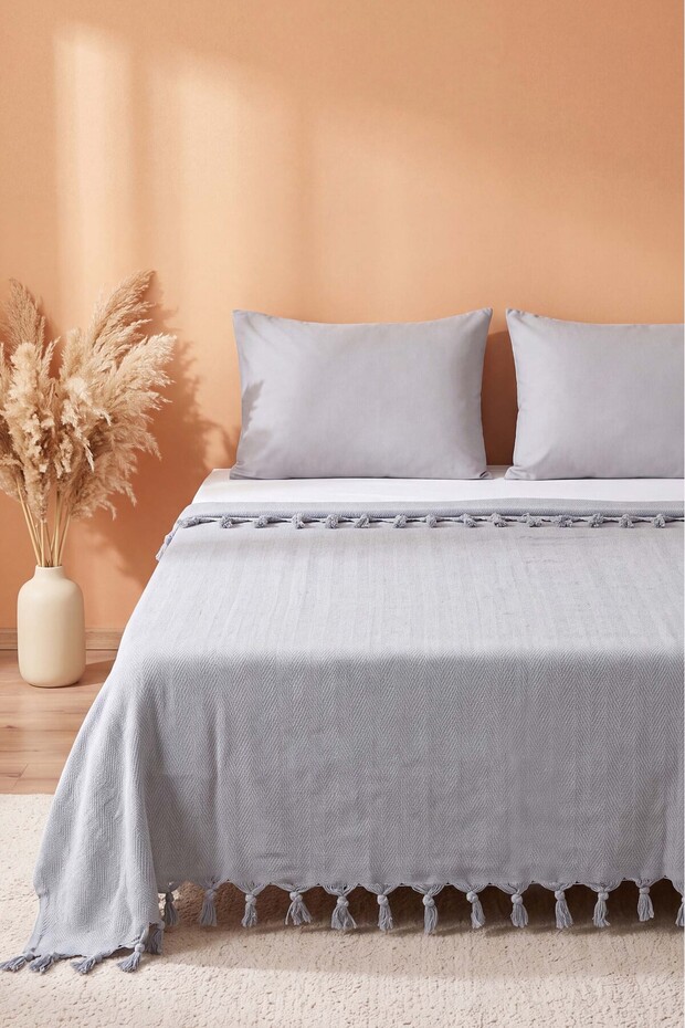 Gray Natural Double Printed Pique & Bedspread 200X230 cm
