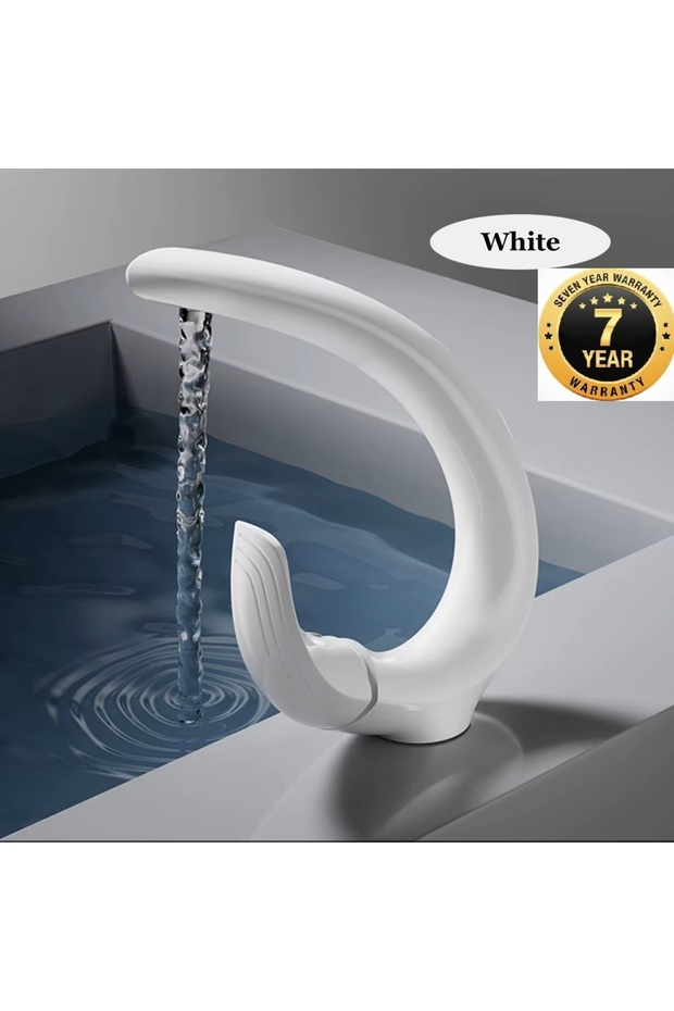 Bathroom Sink Faucet Waterfall New Modern Design White Color Imported with 7 Years Warranty