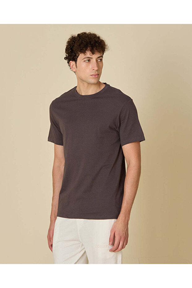 Men Charcoal Plain T-Shirt