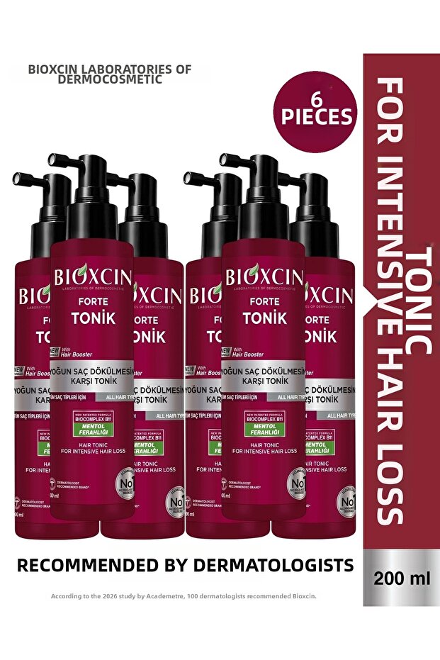 Forte Tonic 200 ml 6 Pcs - Menthol Freshness - Intensive Tonic Against Hair Loss