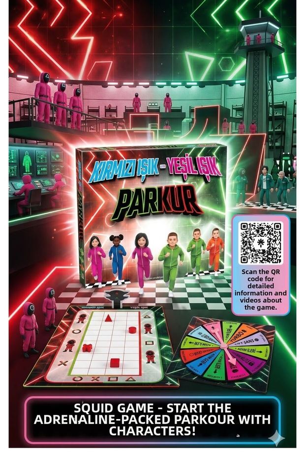 Squid Game Red Light Green Light Parkour Board Game - Family and Friends Themed Strategy Game New