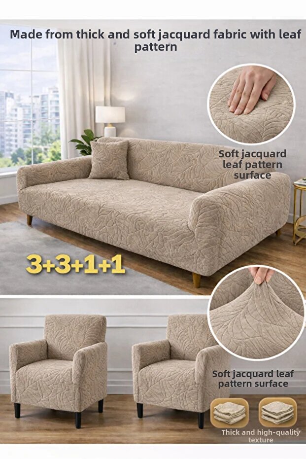 Jacquard 3 3 1 1 Elastic Sofa Cover | Elastic Sofa Cover | Sofa Cover Set