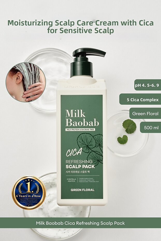 Cica Refreshing Scalp Pack, a Hair & Scalp Cream Containing Cica, Which Soothes Sensitivity and Moisturizes.