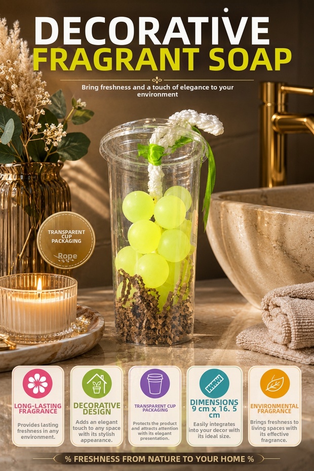 Green Decorative Scented Soap Cup Arrangement Ambient Fragrance Stylish Design Bathroom Office Salon Decor
