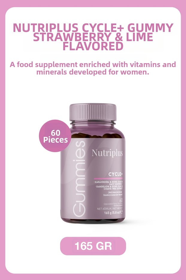 Nutriplus Cycle+ Gummy 60 Pieces | Strawberry Lime Flavored Herbal Supplement for Women