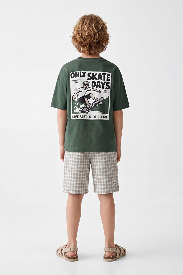 Yeşil Düz Örme Erkek Çocuk T-Shirt TKDSS26TS00087 - 3