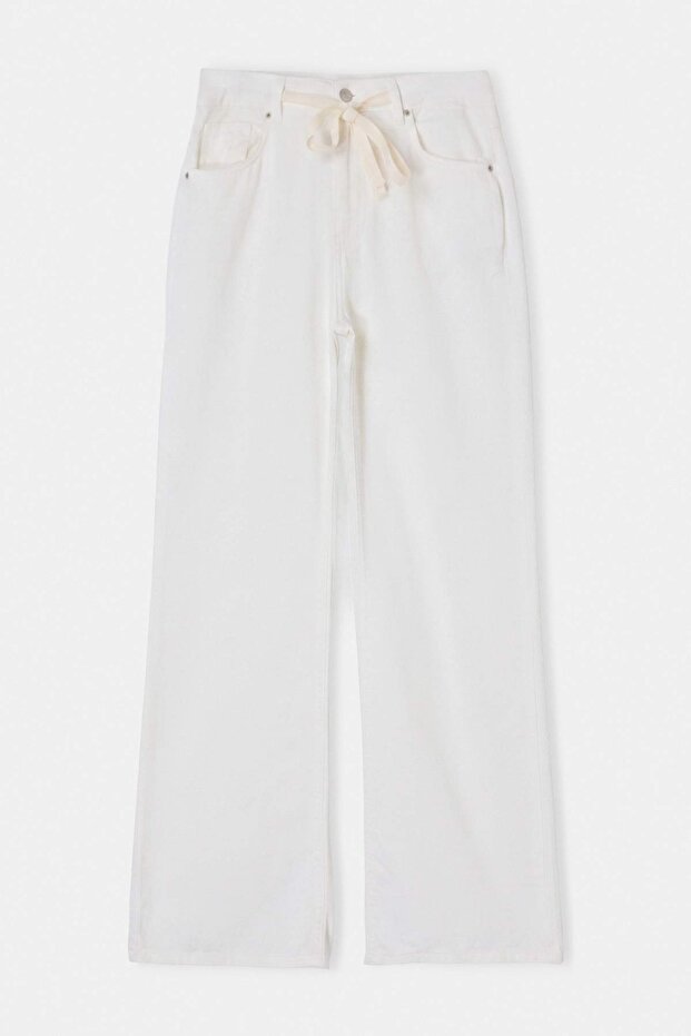 Beyaz DÖKÜMLÜ Beli Lastikli Yüksek Bel Jeans Wide Leg TWOSS26JE00262