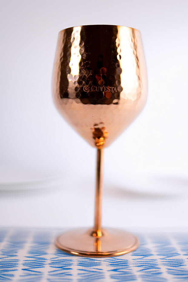 Handmade Elegant Copper Hammered Pattern Cocktail Glass 20X8Cm