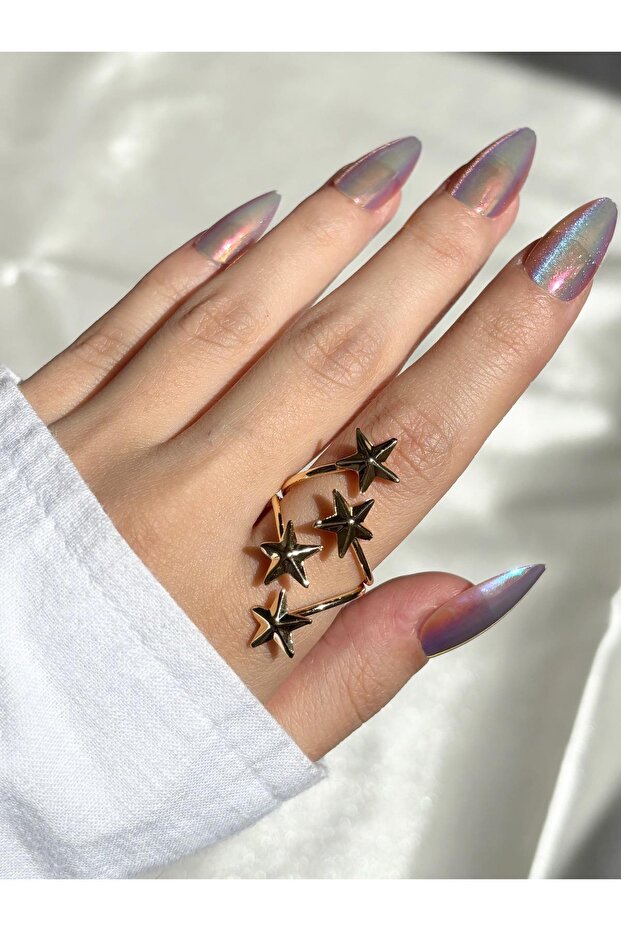 Women's Gold Color Spiral Star Ring