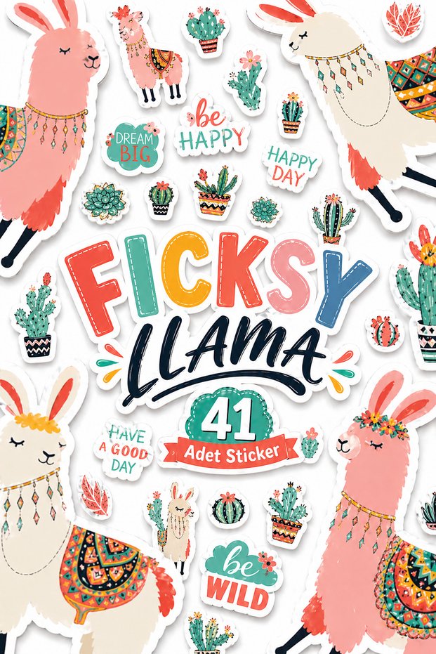 Cute Happy Lama Sticker Set - 41 Pieces Label Stickers