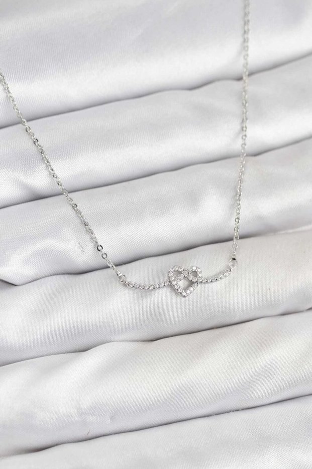 Brass Silver Color Knot Heart Model Women's Necklace - Tj-Bko10808