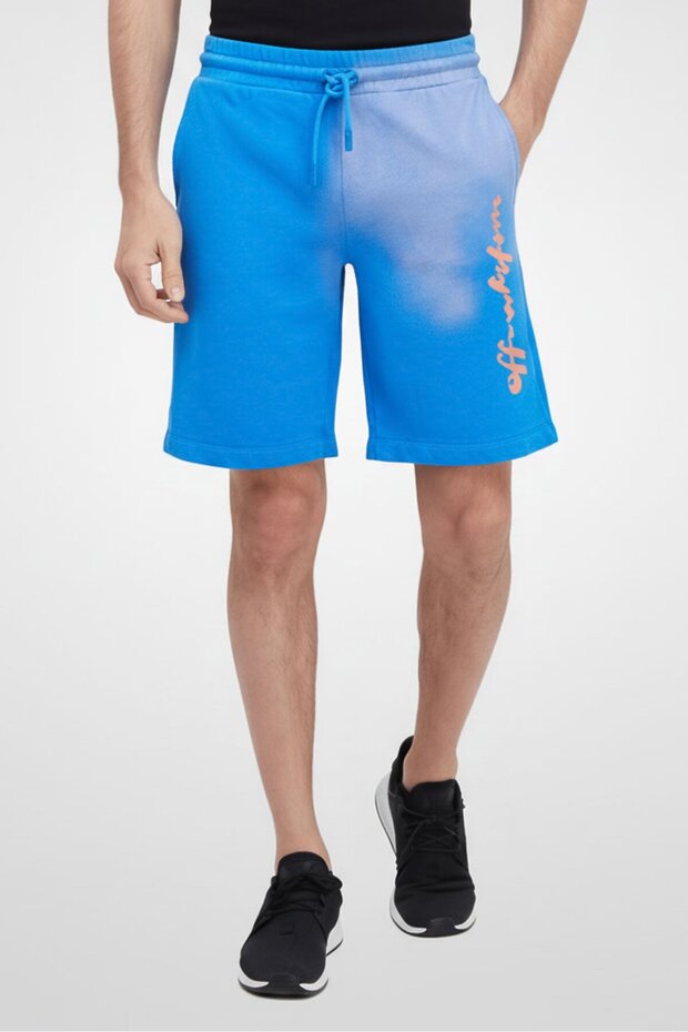 Men Drawstring Tie Dye Basic Shorts, Blue
