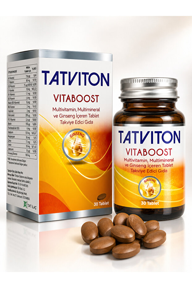Vitaboost Ginsengli Multivitamin ve Mineral 30 Tablet | Vitamin ve Mineral İçeren Takviye Edici Gıda