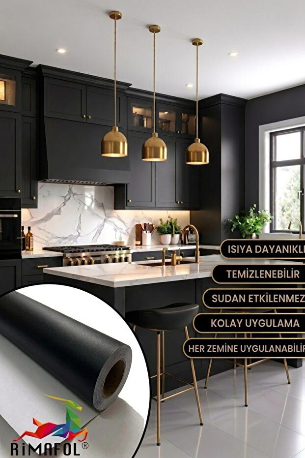 Matte Black Adhesive Foil Kitchen Cabinet And Furniture Covering Foil 61CMX3METER