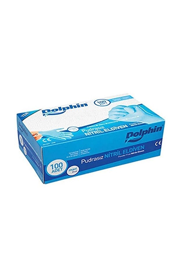 قفازات نيتريل زرقاء خالية من البودرة M- 100 قطعة