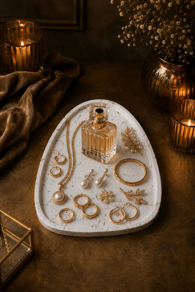 Handmade Multi-Purpose Concrete Presentation Serving Tray 26 cm Decorative Presentation Holder Organizer