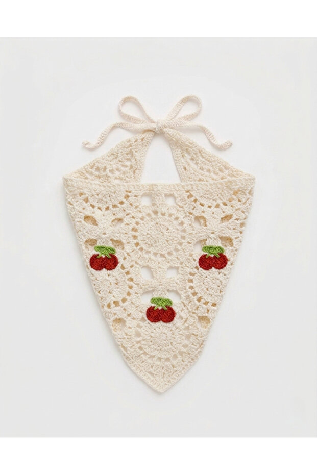 Crochet Knitted Bohemian Style Cherry Bandana (Suitable for Children and Adults)