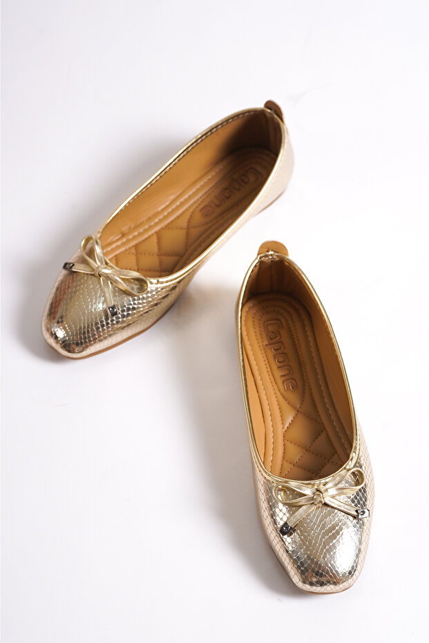 Hana Trend Bow Gold női balerinák - 7