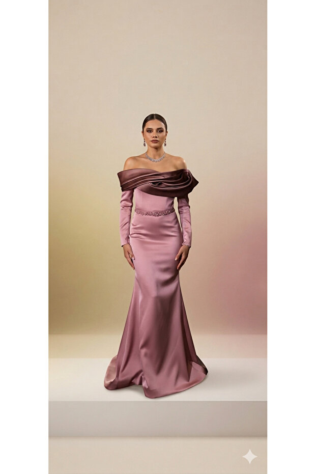 pink evening dress