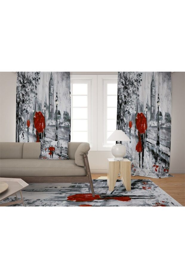 Evsehome Oil Painted Living Room Background Curtain (SINGLE WING)
