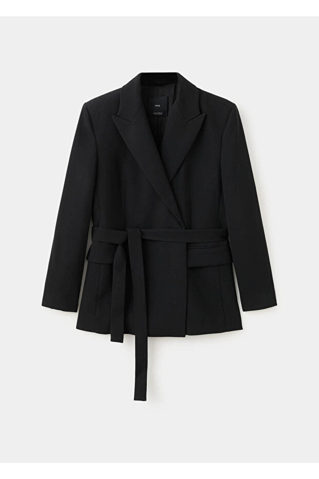 Fular detaylı blazer ceket - 3