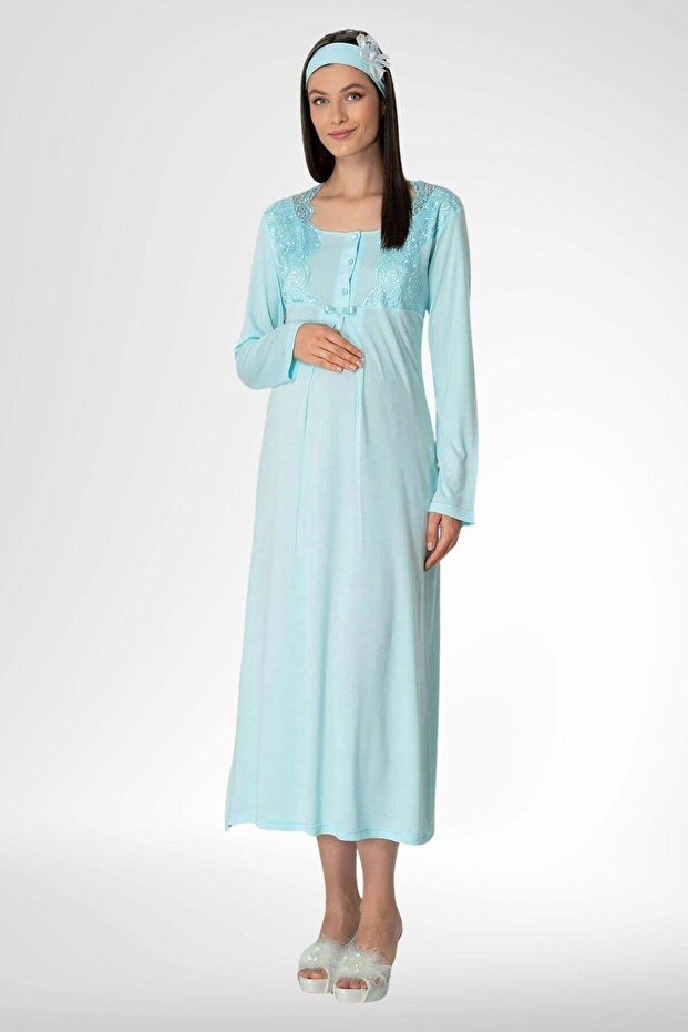 Mecit 5343 Lace Turquoise Maternity Maternity Nightgown