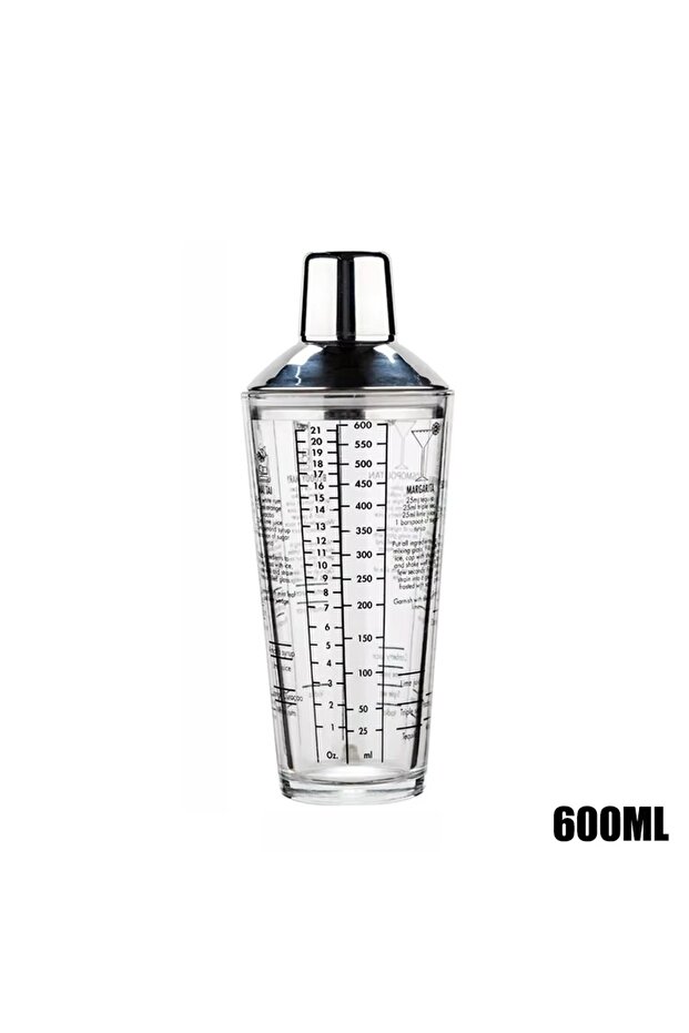 600ml 400/600ML Glass Cocktail Shaker Hand Shaker Cup with Scales Lemon Milk Tea Shaker Cup Stainles