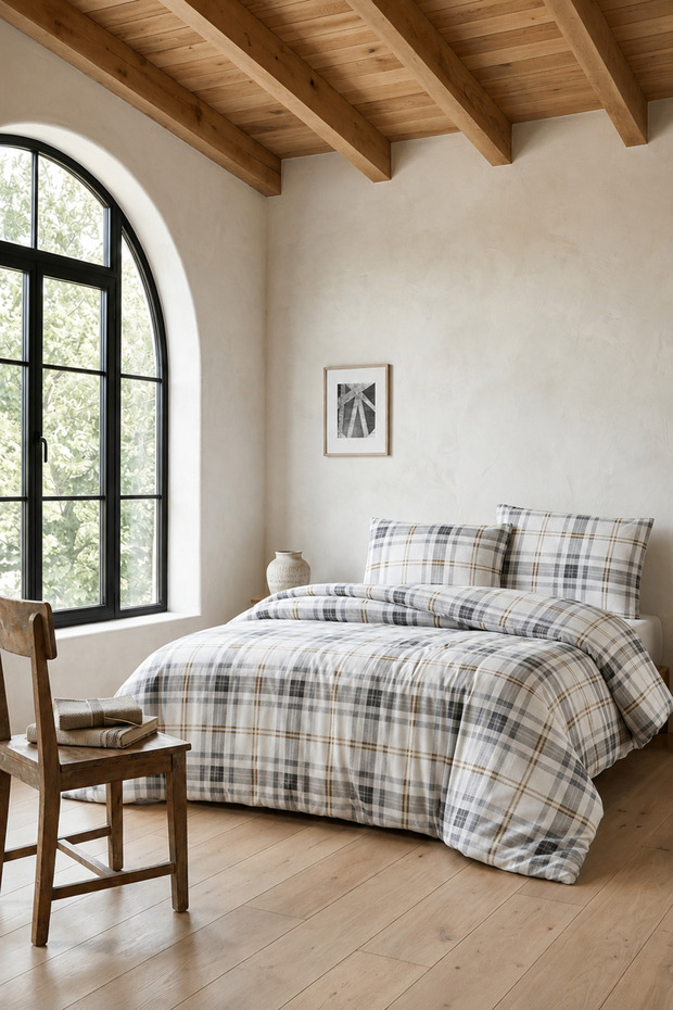Cotton Collection Flannel (Flannel) Single Duvet Cover Set 1394 Gray Natur