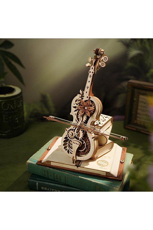AMK63 Çello Müzik Kutusu (Magic Cello) Music Box DIY Mechanical 3D Wooden Puzzle Maket Model Se - 6