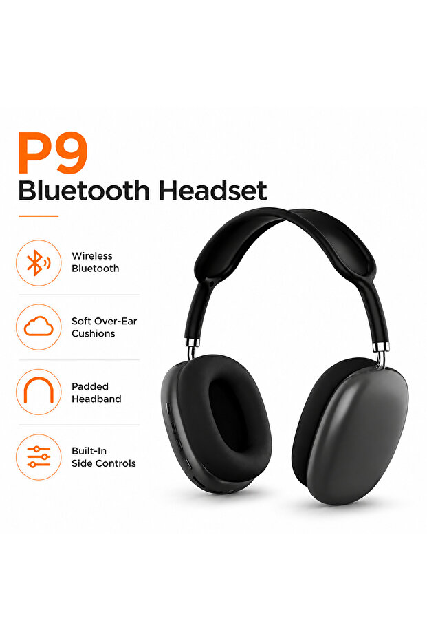 P9 Bluetooth Headset Black - Over-Ear - 2