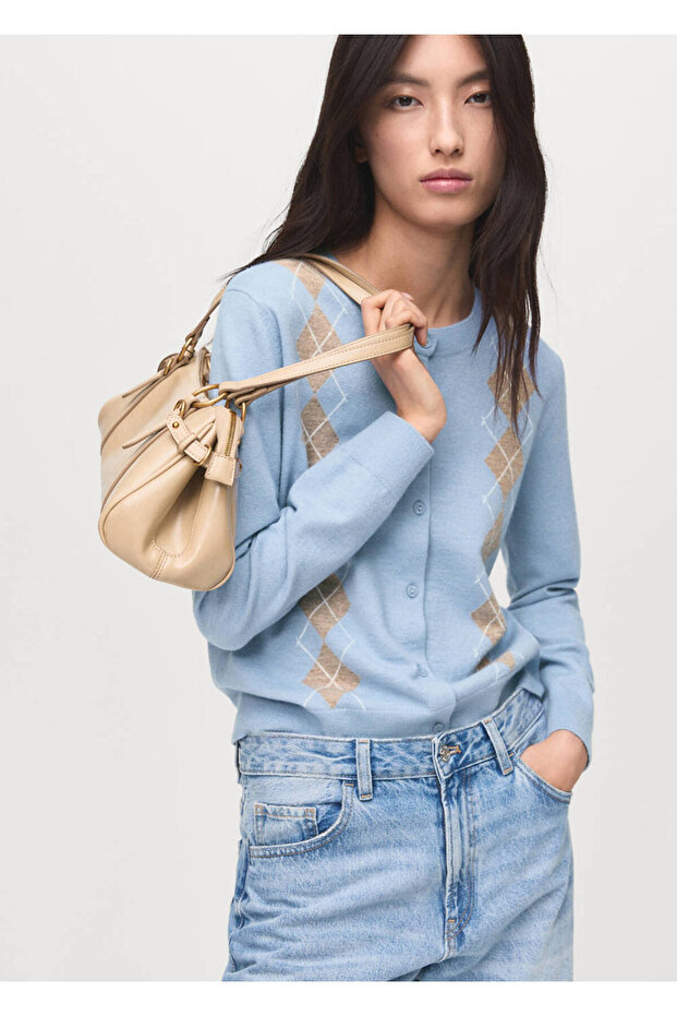 Diamond Patterned Knitwear Cardigan