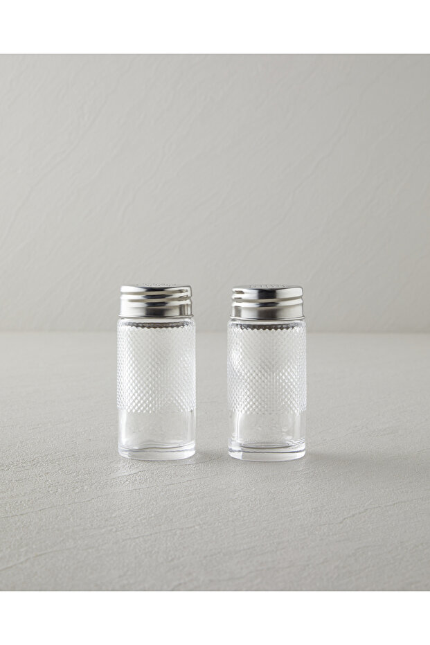 Hexa Cam 2-Pack Salt and Pepper Shakers 4X9 cm Transparent