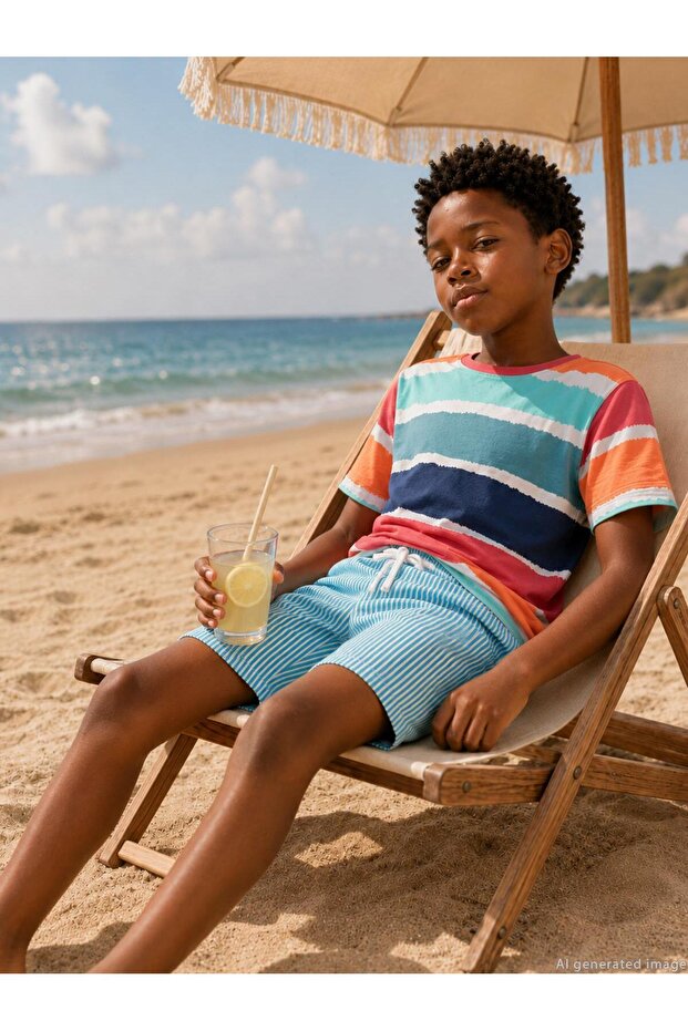 Colorful Wave T-Shirt for 6-9 Years Old - Off-White