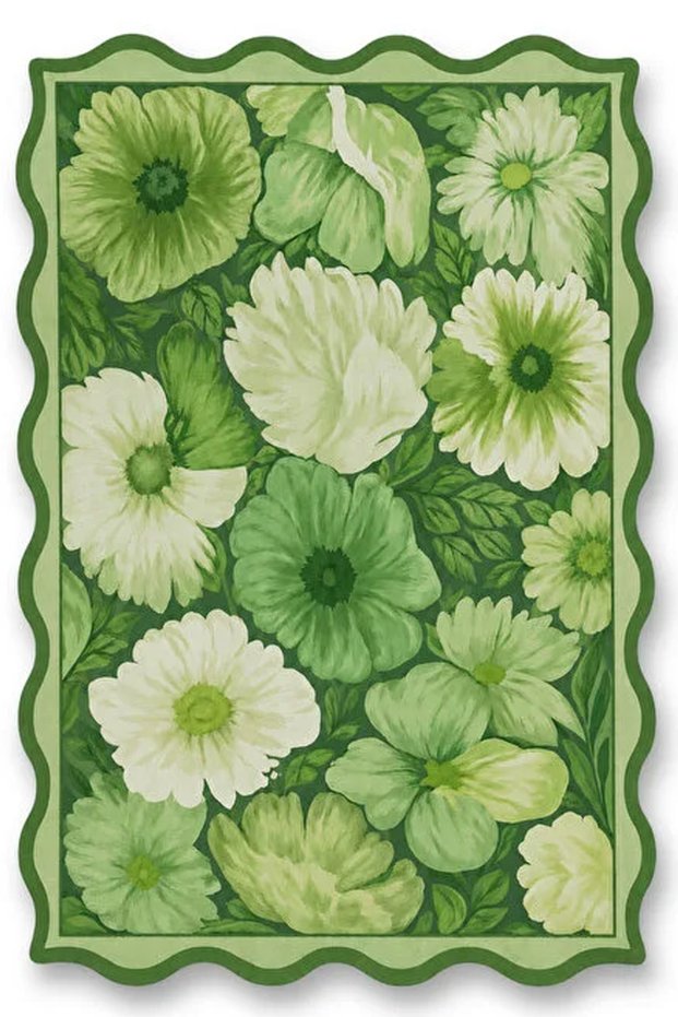 Sdt Green Flower Figure Theme Patterned Modern Woven Base Decorative Carpet Sdt1490