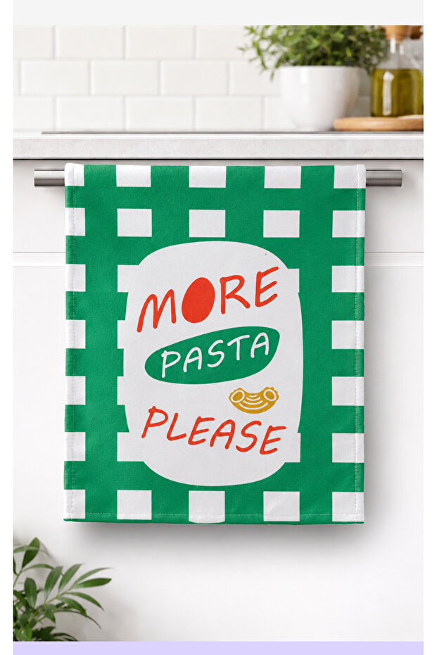 PASTA-02 منشفة مطبخ عصرية مزخرفة بنمط مربعات خضراء/قطعة قماش للتجفيف 35x55