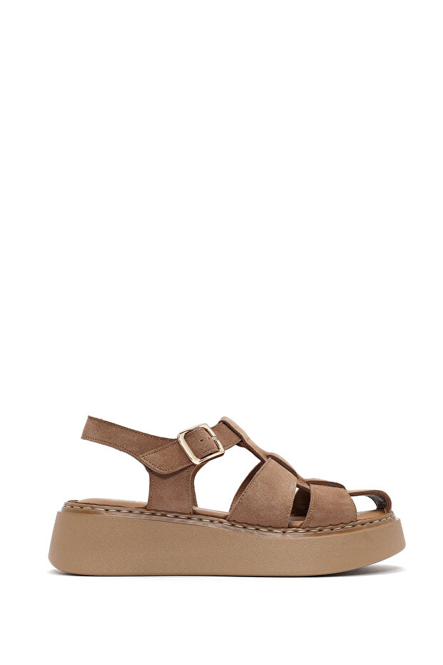 Women's Dark Powder Ankle Buckle Thick Sole Suede Leather Comfort Sandals 26Sfd341310