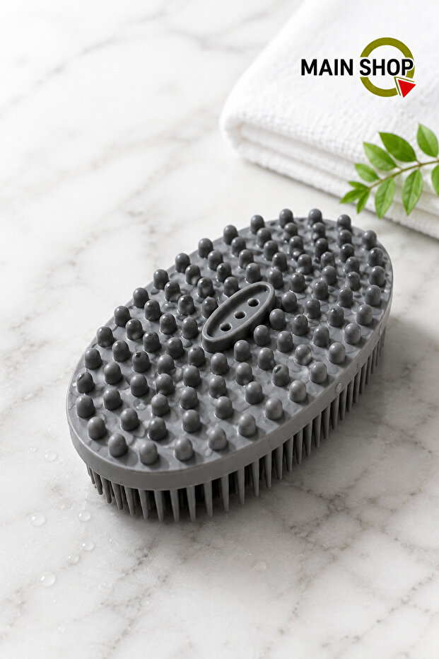 Body Massager Brush, Double Sided Back Scrub Bath Shower Baby Massage Soft Brush Anthracite M-151